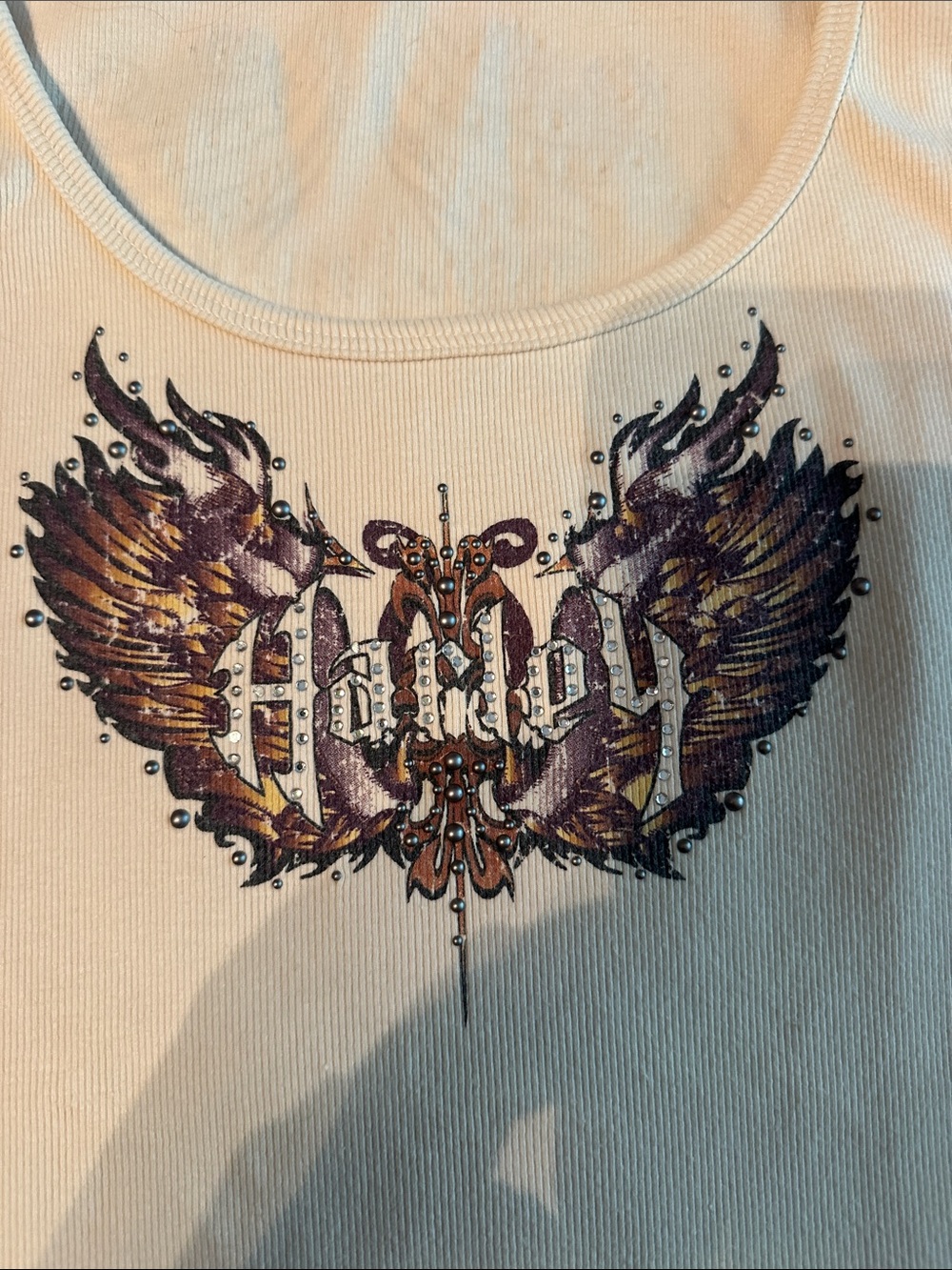 Graphic Winged Tank Top — Purple & Gold Design - Picture 2 of 4